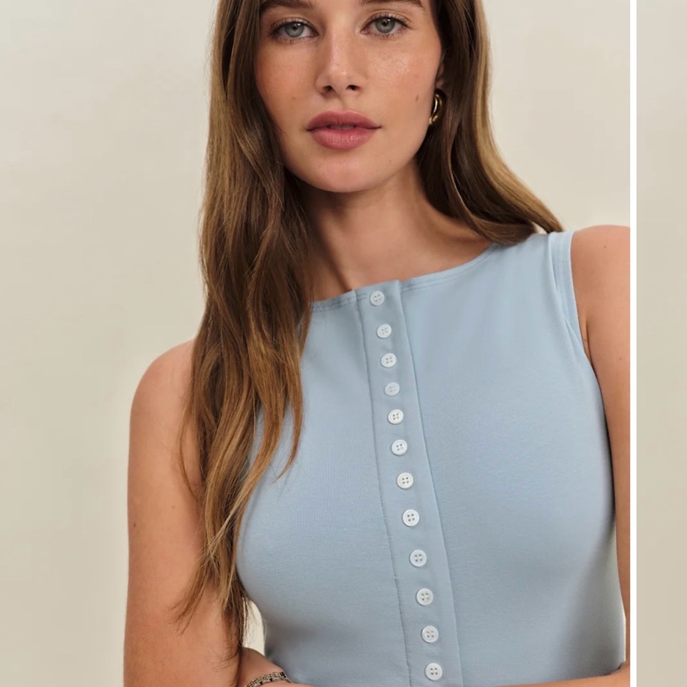 Reformation light blue Button-Front Top
